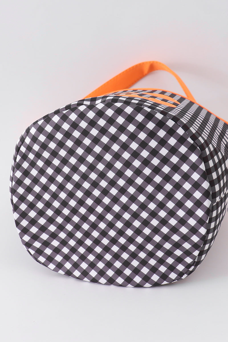 Black Pumpkin Applique Gingham Basket