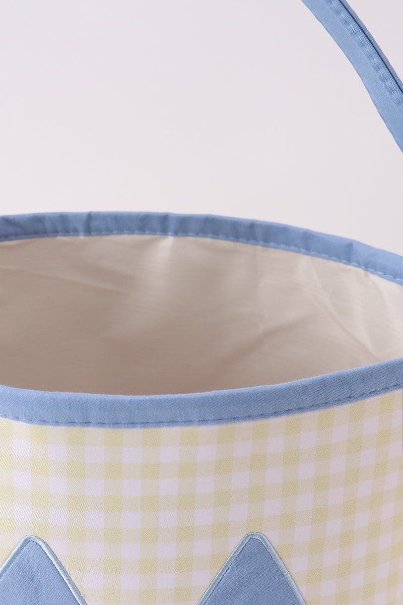 Yellow Pumpkin Applique Gingham Basket
