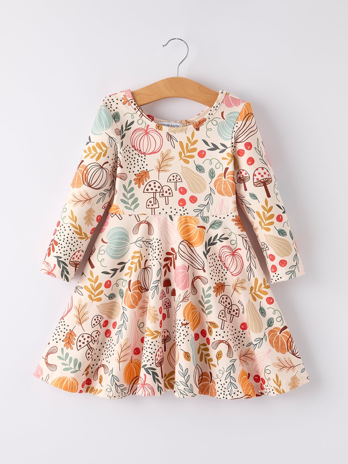 Fall Thanksgiving Pumpkin Leaf Print Dress