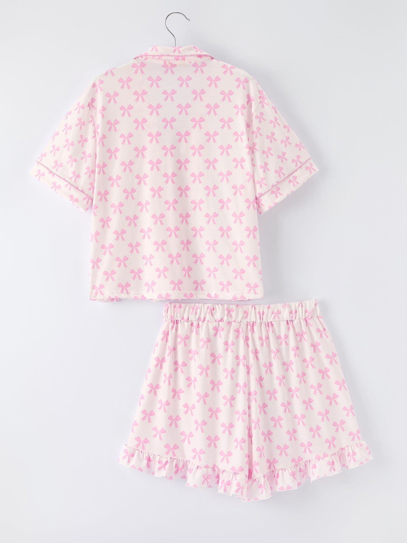 Mommy & Me Pink Bow Print Ruffle Pajama Set