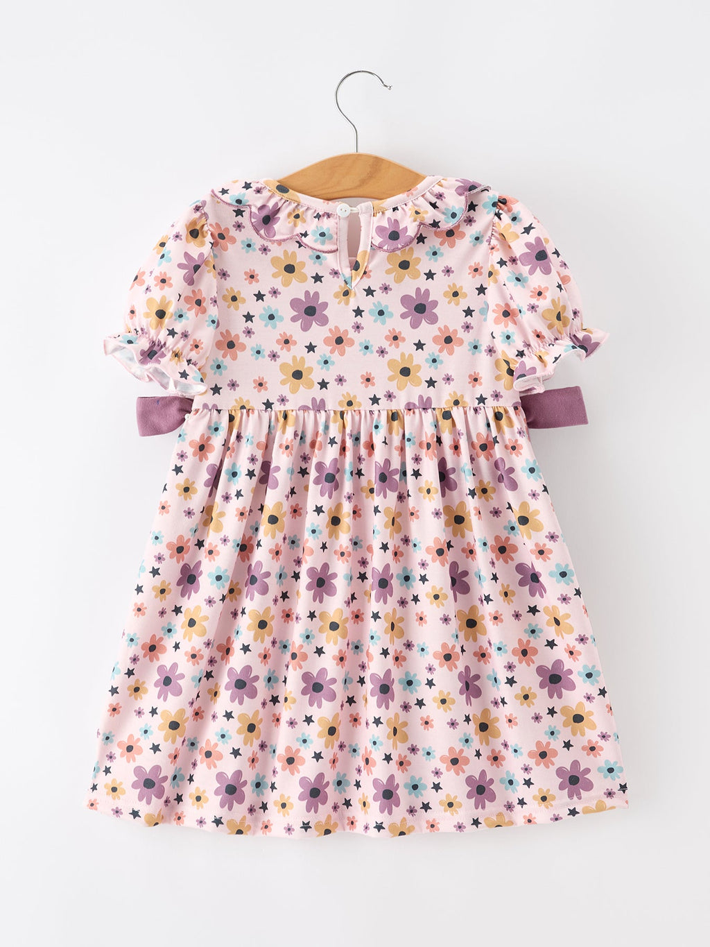 Halloween Thanksgiving Pumpkin Floral Bow Girls Dress