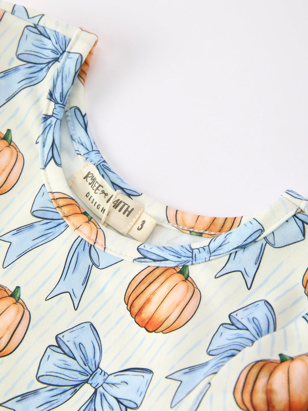 Halloween Thanksgiving Pumpkin Bow Girls Dress Long Sleeve