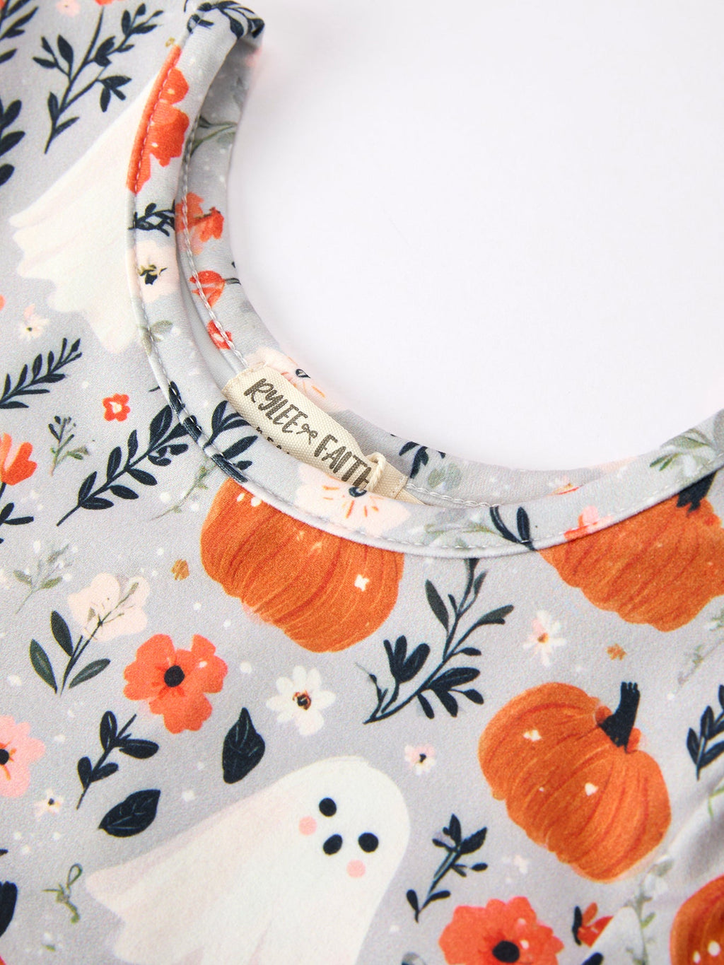 Halloween Pumpkin Ghost Girls Dress Long Sleeve Twirl Dress