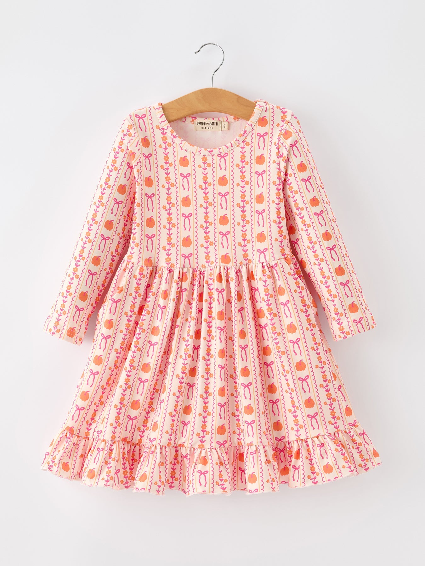 Halloween Thanksgiving Pumpkin Bow Pocket Girls Dress