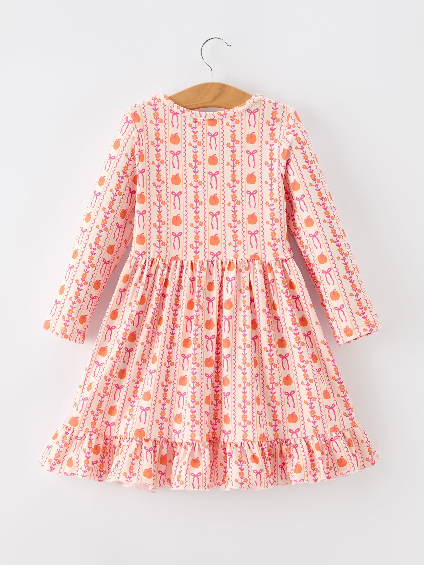 Halloween Thanksgiving Pumpkin Bow Pocket Girls Dress