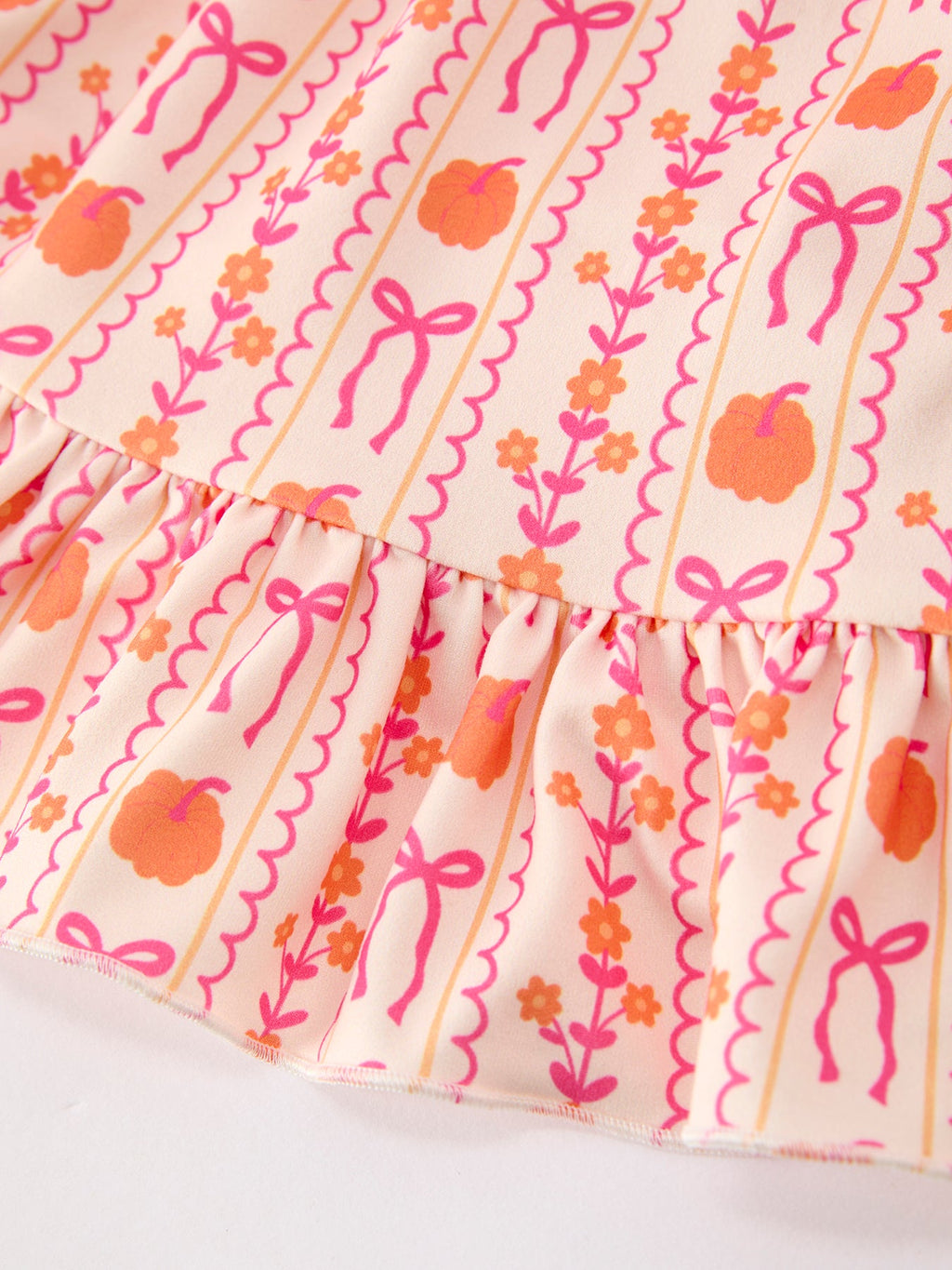 Halloween Thanksgiving Pumpkin Bow Pocket Girls Dress