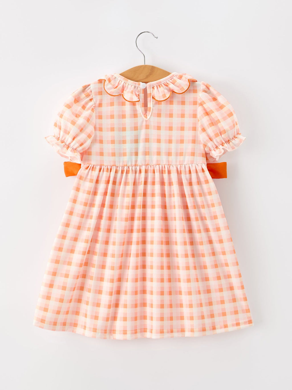 Halloween Pumpkin Plaid Bow Girls Dress