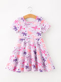 Dinosaur Heart Twirl Girls Dress Short Sleeves