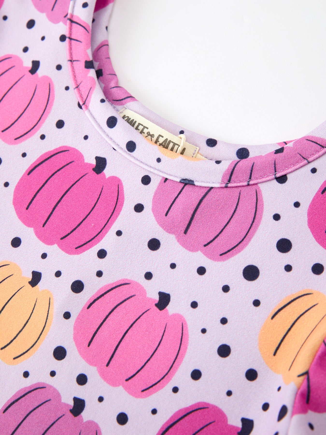 Halloween Pumpkin Print Girls Long Sleeve Twirl Dress