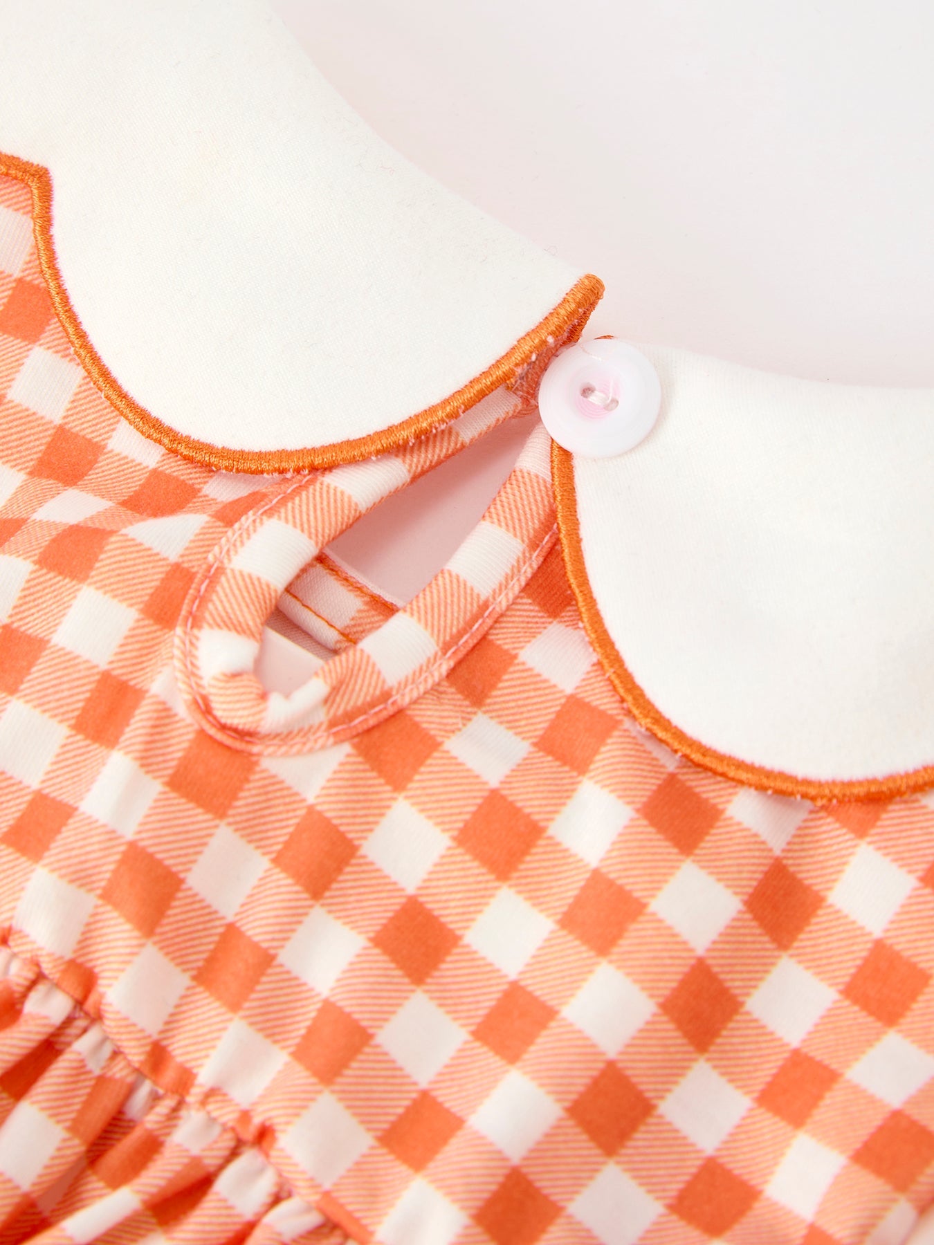 Fall Pumpkin Embroidered Puff Sleeve Girls Dress