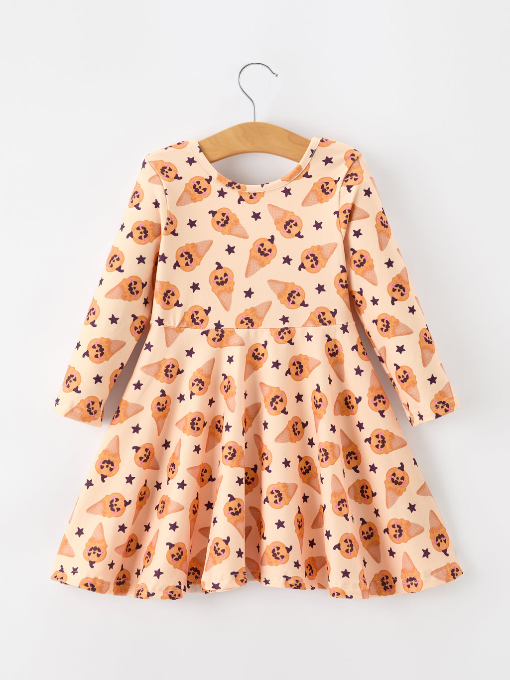 Halloween Pumpkin Girls Long Sleeve Dress
