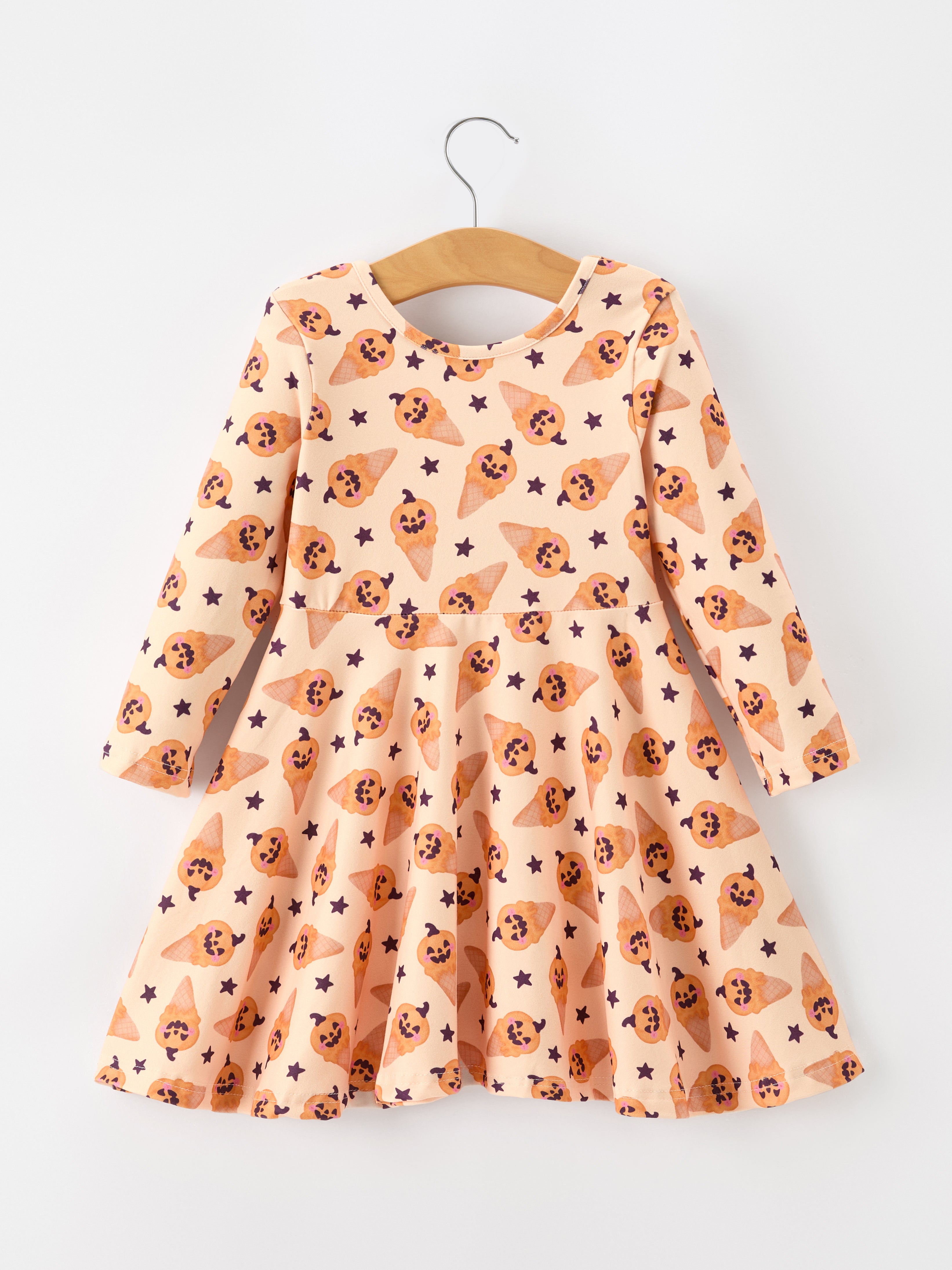 Halloween Pumpkin Girls Long Sleeve Dress