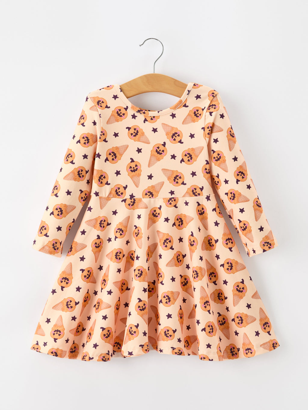 Halloween Pumpkin Girls Long Sleeve Dress