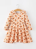 Halloween Pumpkin Girls Long Sleeve Dress