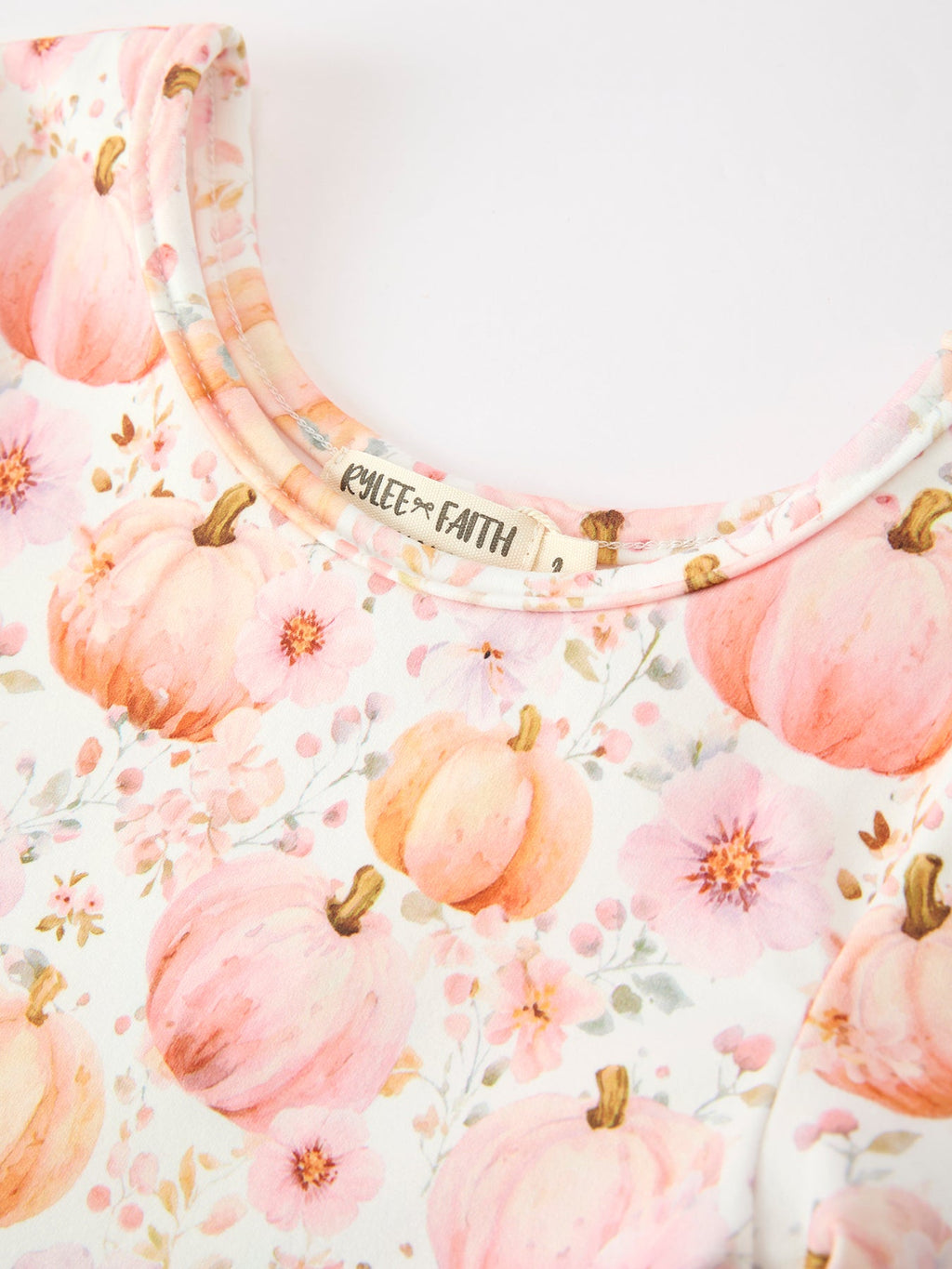 Fall Pink Pumpkin Girls Long Sleeve Twirl Dress