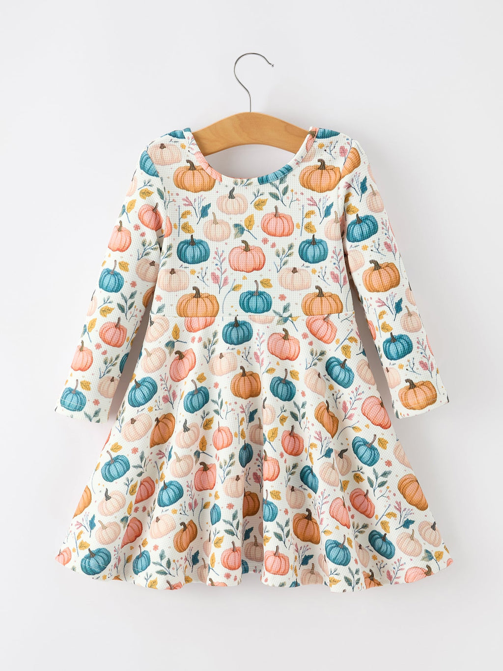 Fall Colorful Pumpkin Girls' Long-Sleeved Dress