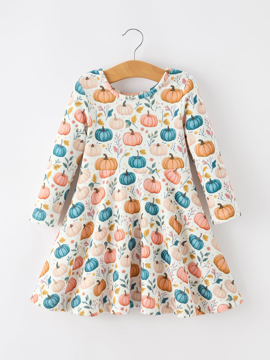 Fall Colorful Pumpkin Girls' Long-Sleeved Dress