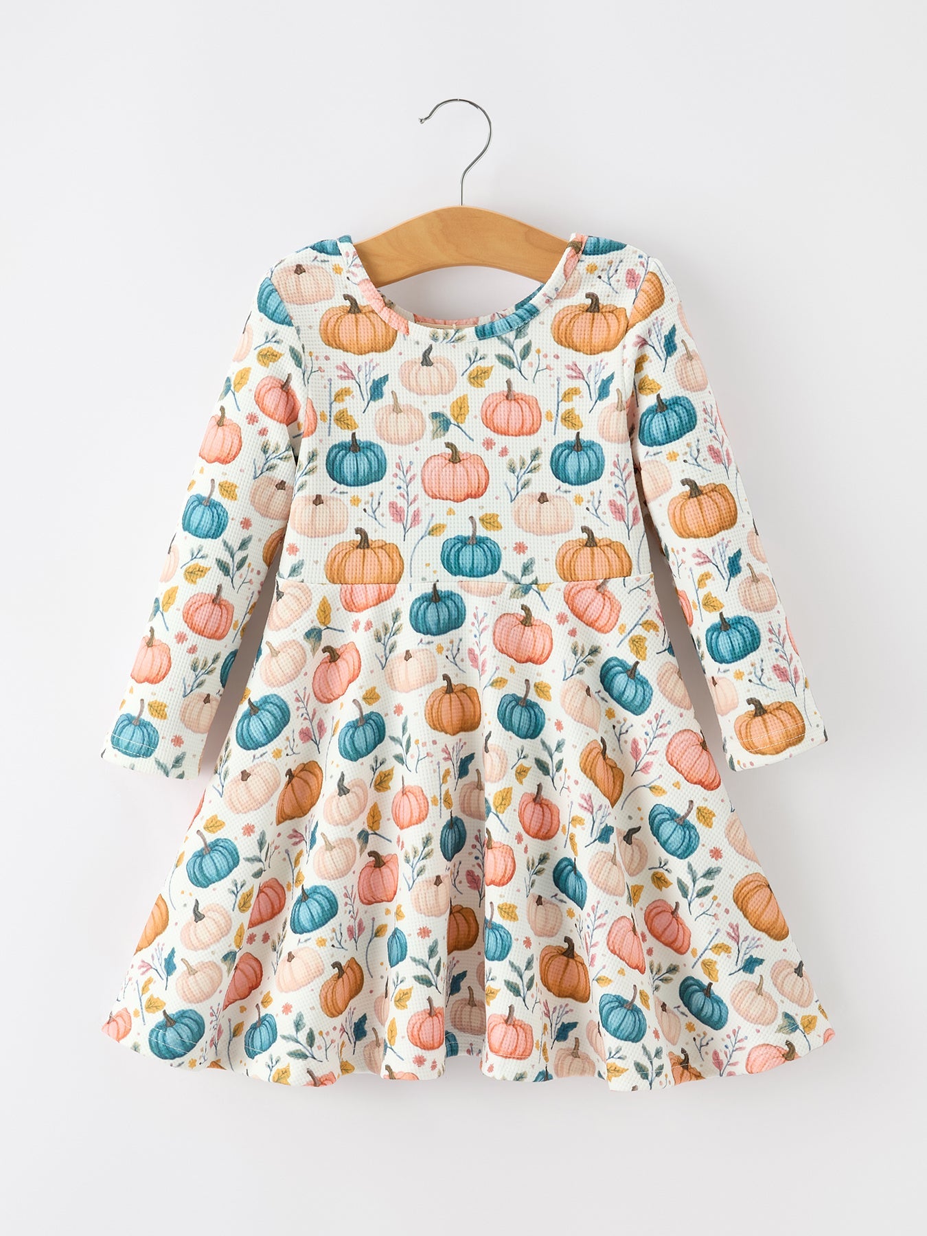 Fall Colorful Pumpkin Girls' Long-Sleeved Dress