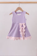 Purple scalloped bow active dress