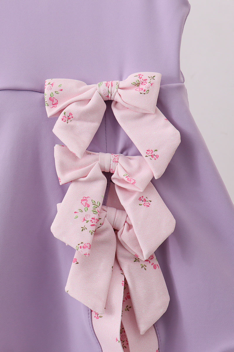 Purple scalloped bow active dress