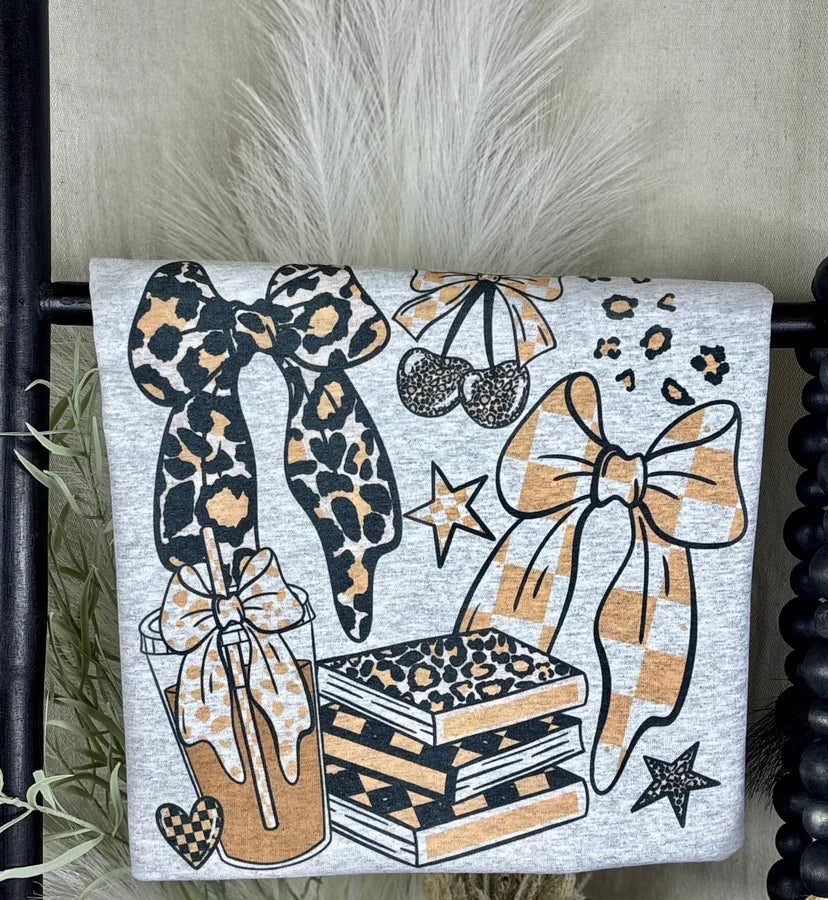 Books Coffee Bows (Gildan Tee)