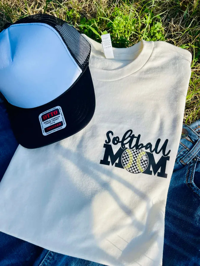 Checkered Softball Mom (DTF Tee)