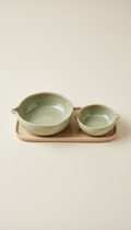Sage Leaf Ceramic Pet Bowl Set