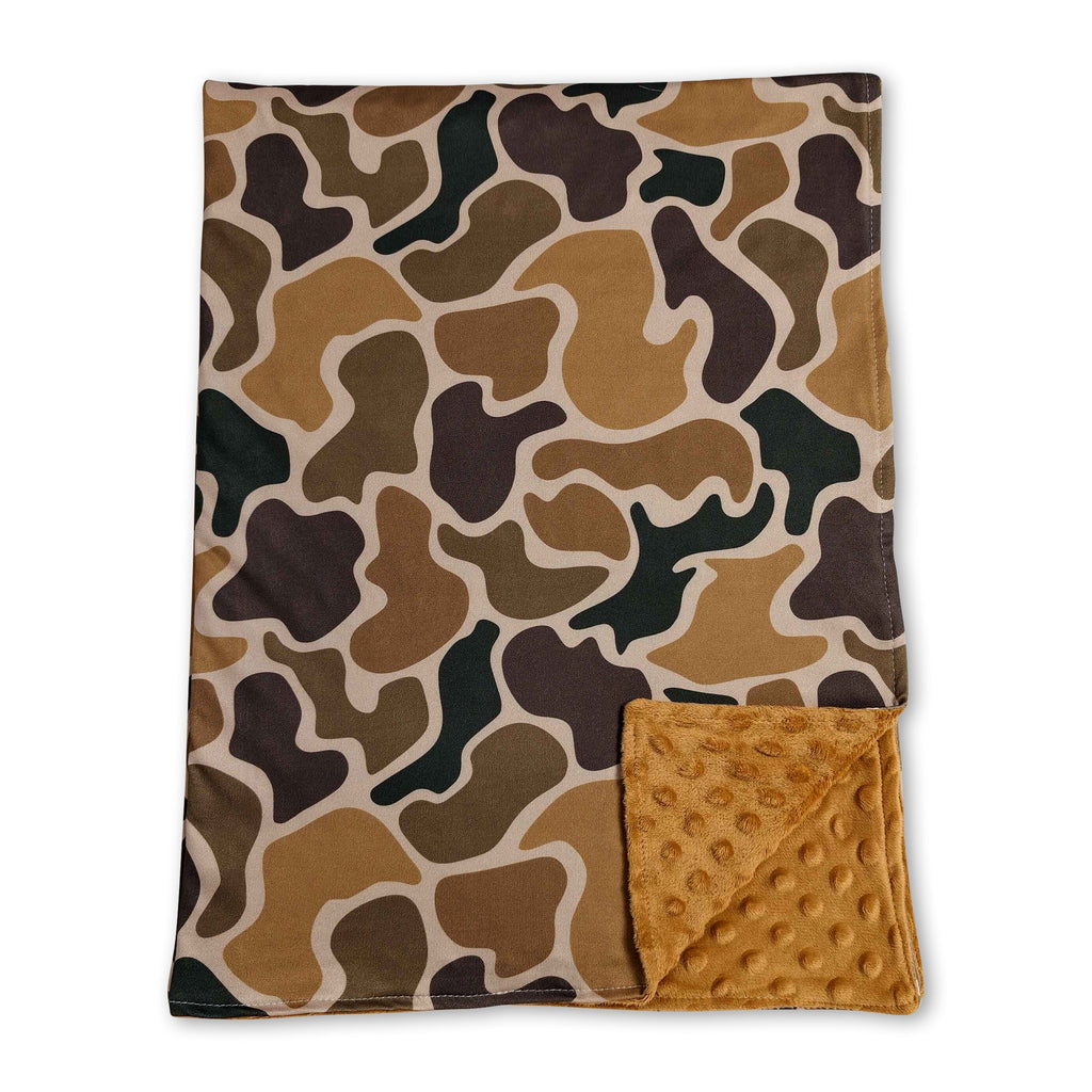 Brown polka dots camo baby boy hunting blanket