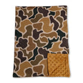 Brown polka dots camo baby boy hunting blanket