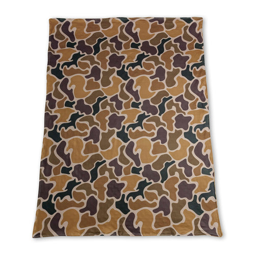 Brown polka dots camo baby boy hunting blanket