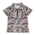 Short sleeves camo zipper baby boys summer pullover