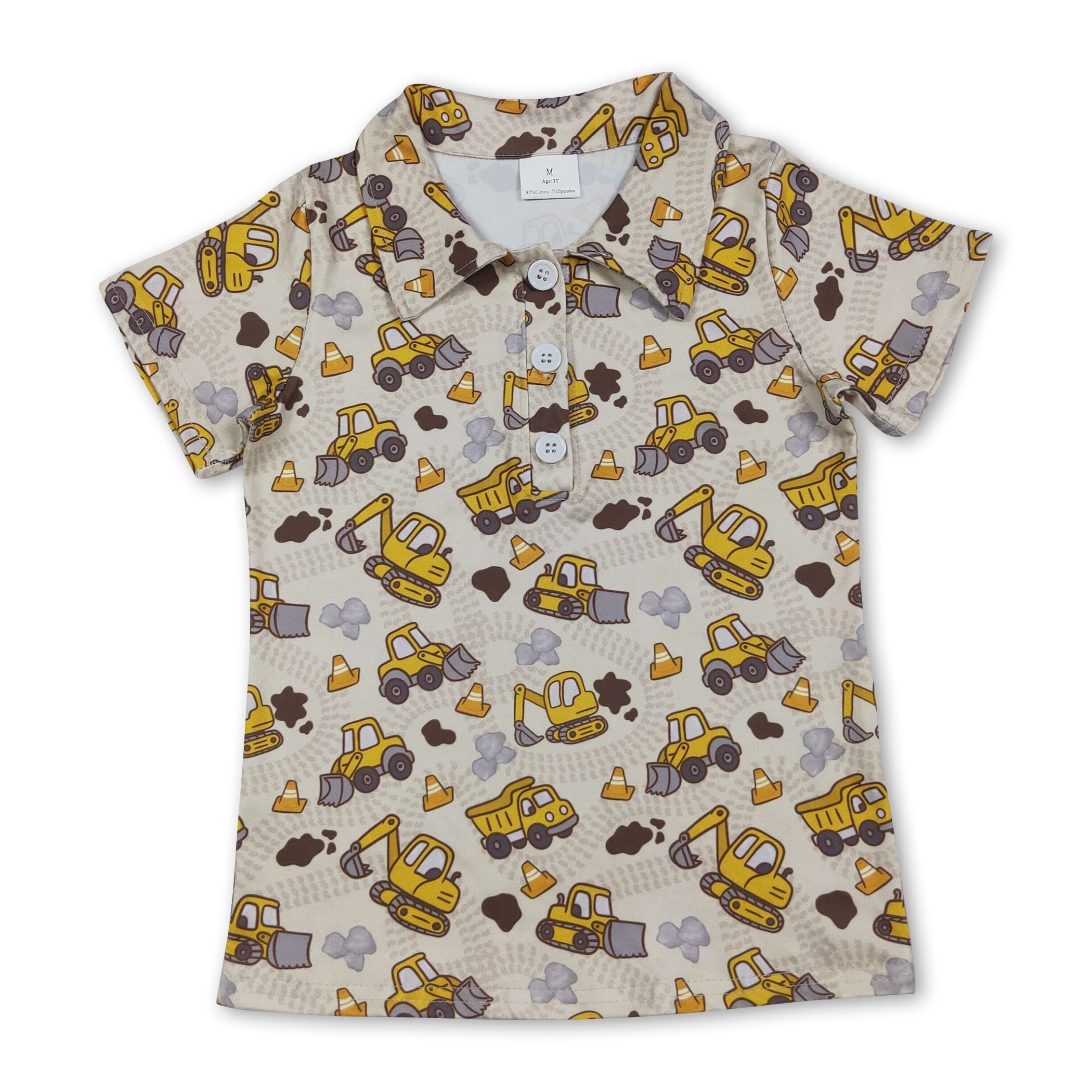 Short sleeves constructions kids boys summer polo shirt