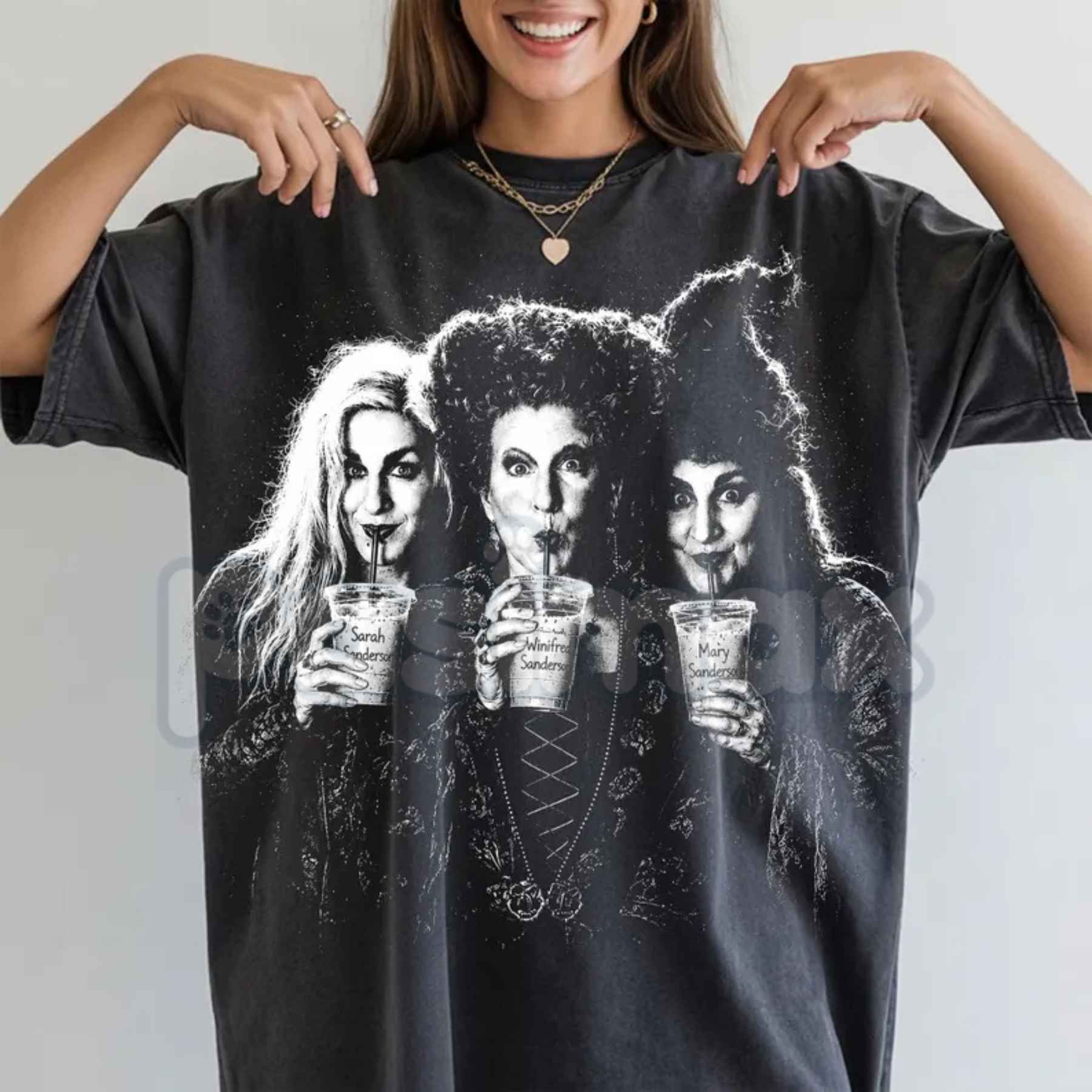Comfort Colors® Hocus Pocus Iced Coffee Halloween T-Shirt – Retro Spooky Season Characters Graphic Tee, Vintage Autumn Unisex Top