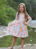 Fall Thanksgiving Pumpkin Leaf Print Dress