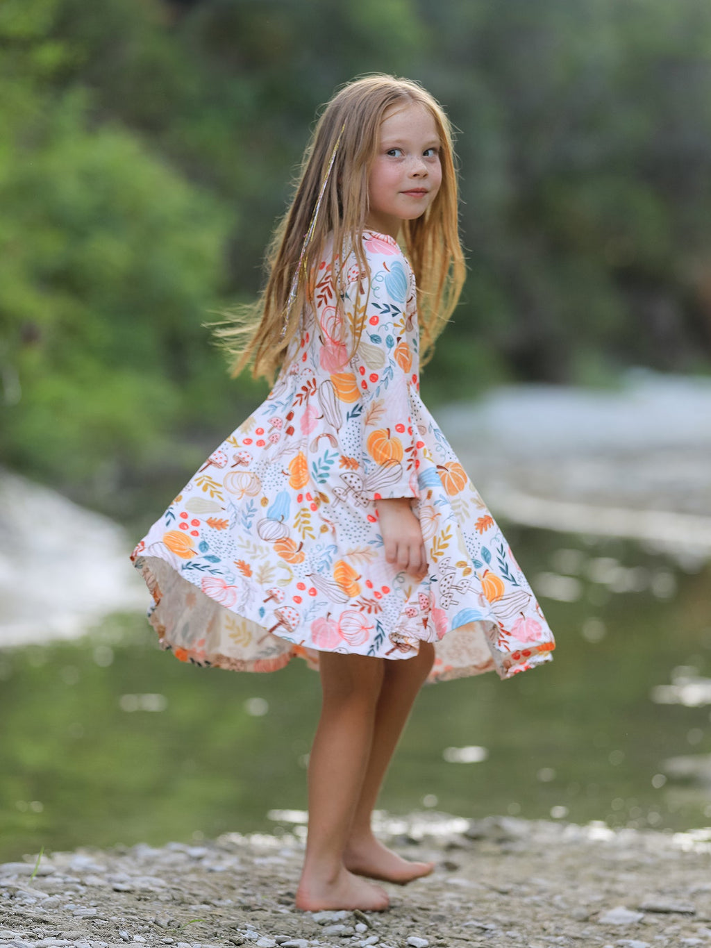 Fall Thanksgiving Pumpkin Leaf Print Dress