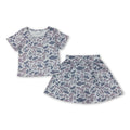 Grey camo short sleeves top skorts kids girls clothing set