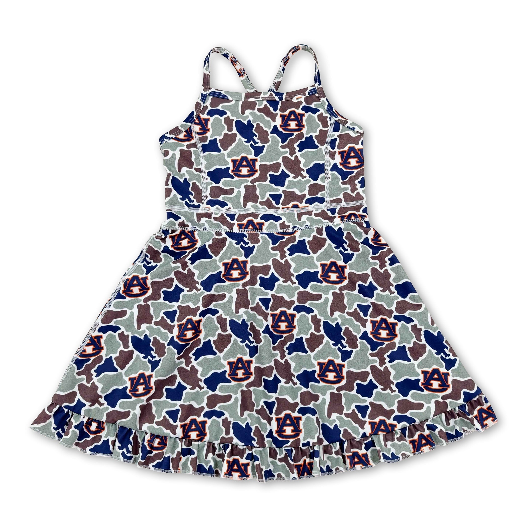 Sleeveless camo A U kids girls team athletic dress