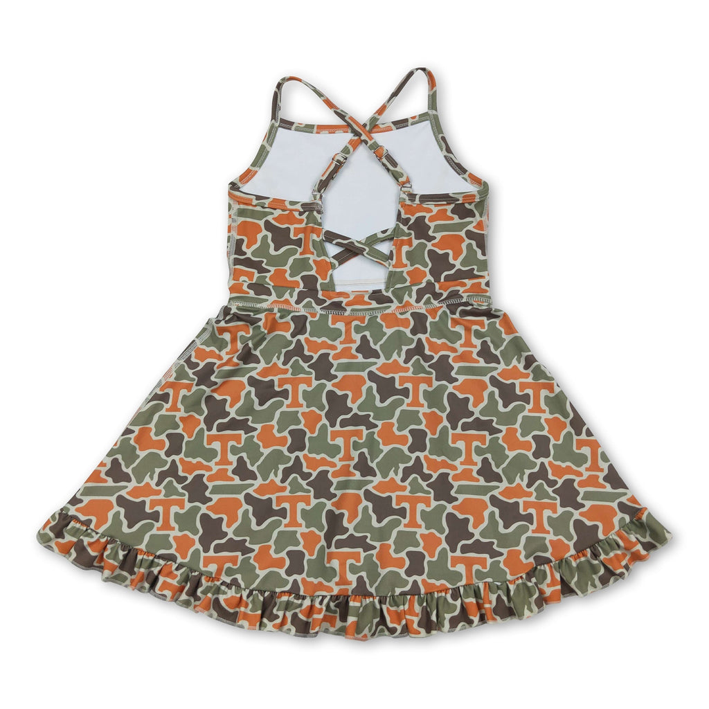 Sleeveless camo T kids girls team athletic dresses