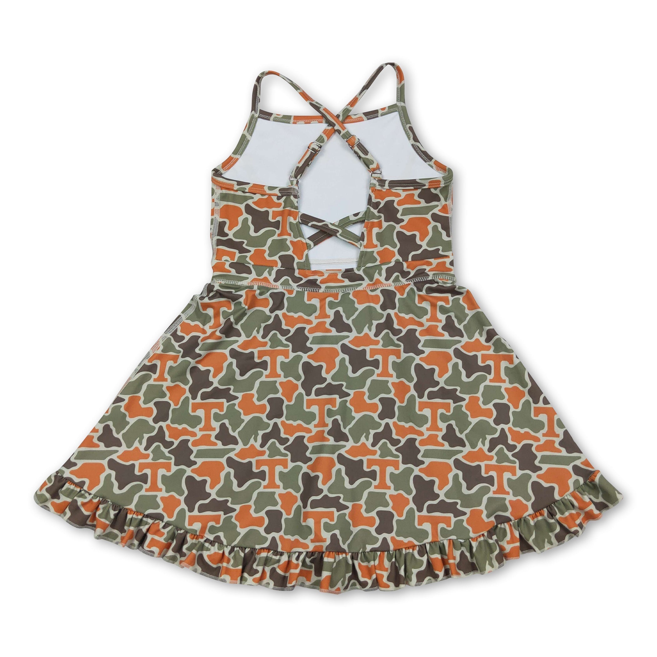 Sleeveless camo T kids girls team athletic dresses