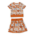 Short sleeves T football bow top skirt girls team active set