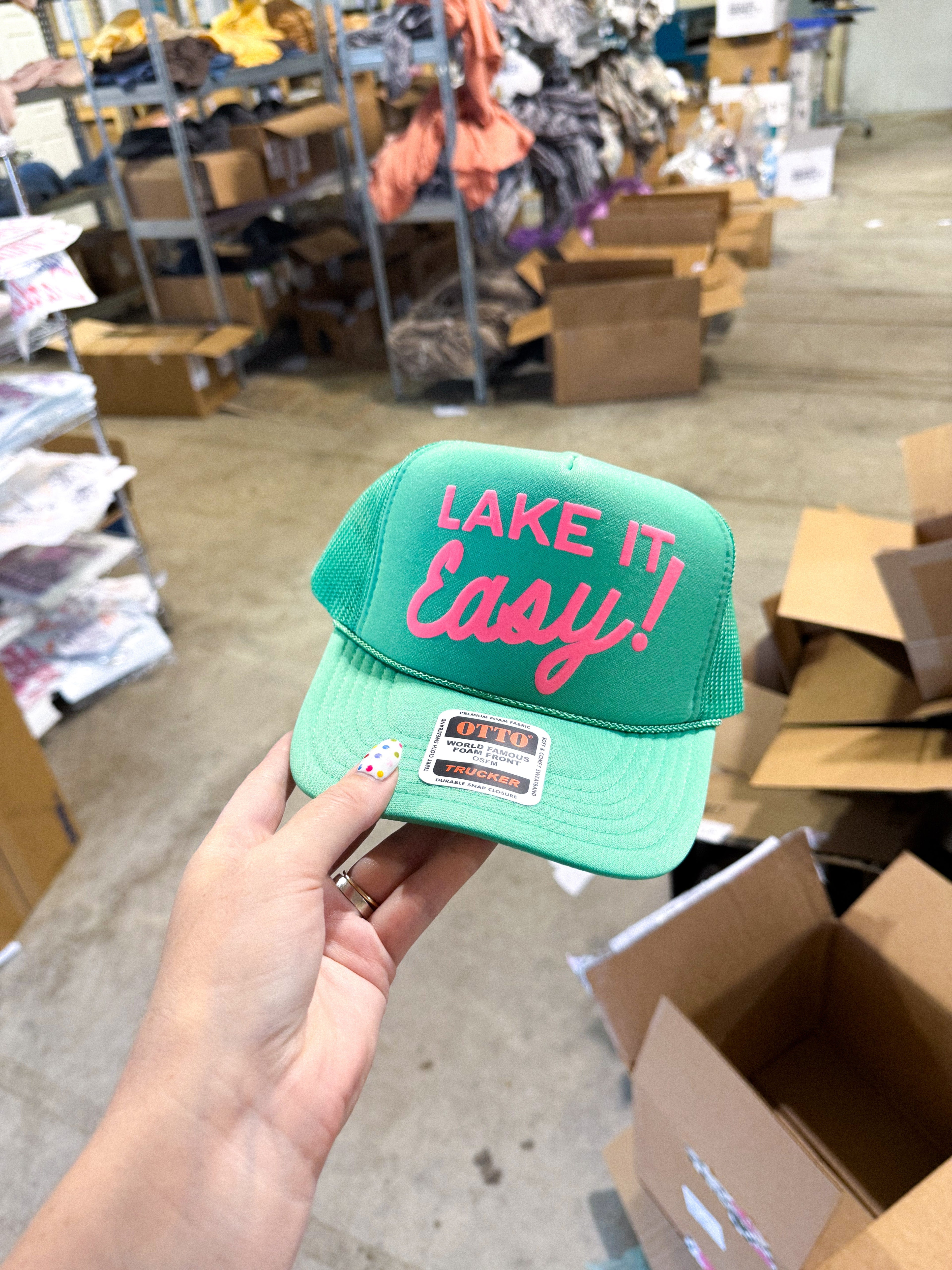Underground Original Design: Lake It Easy, Pink Puff Summer Trucker Hat