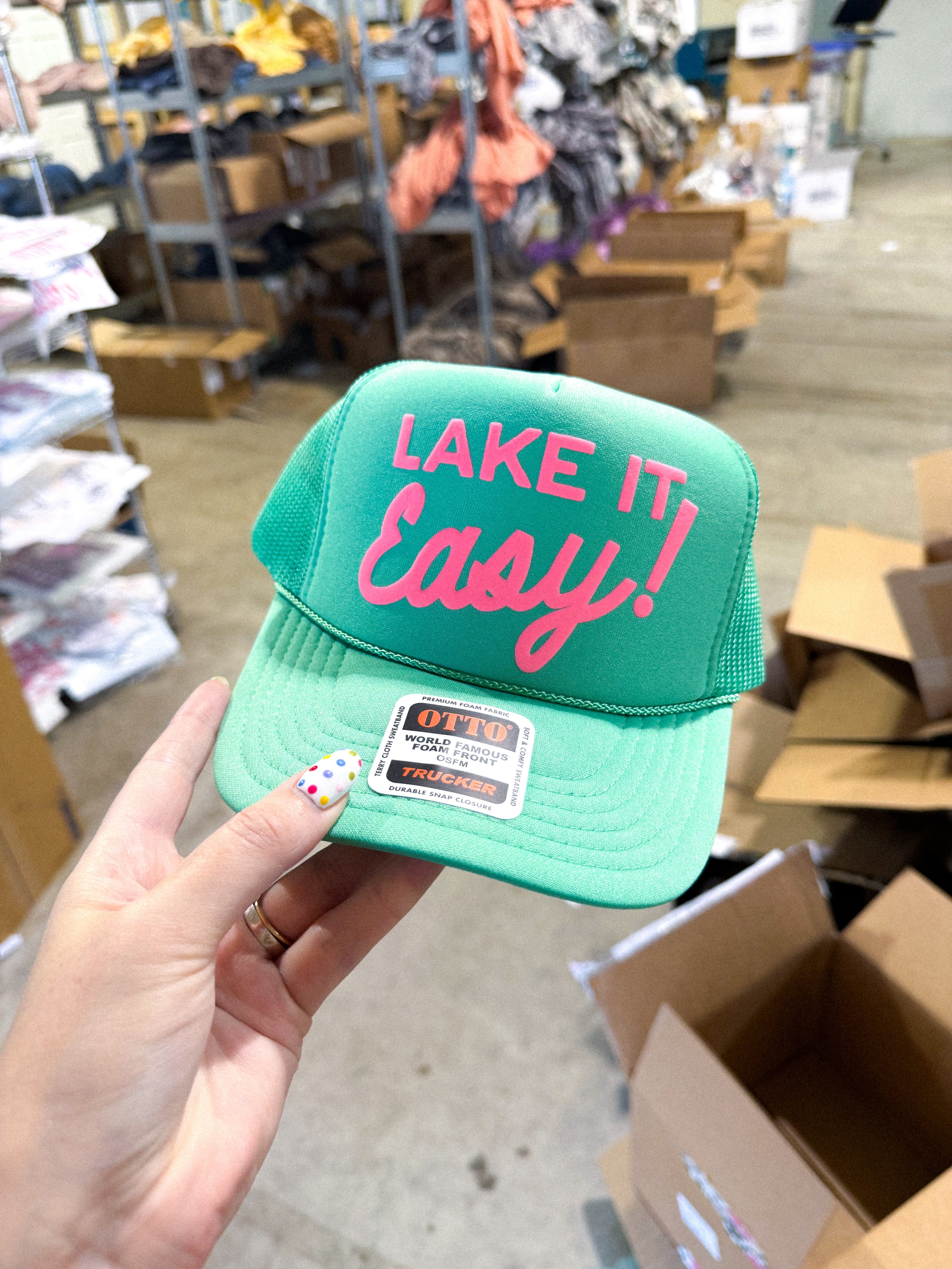 Underground Original Design: Lake It Easy, Pink Puff Summer Trucker Hat