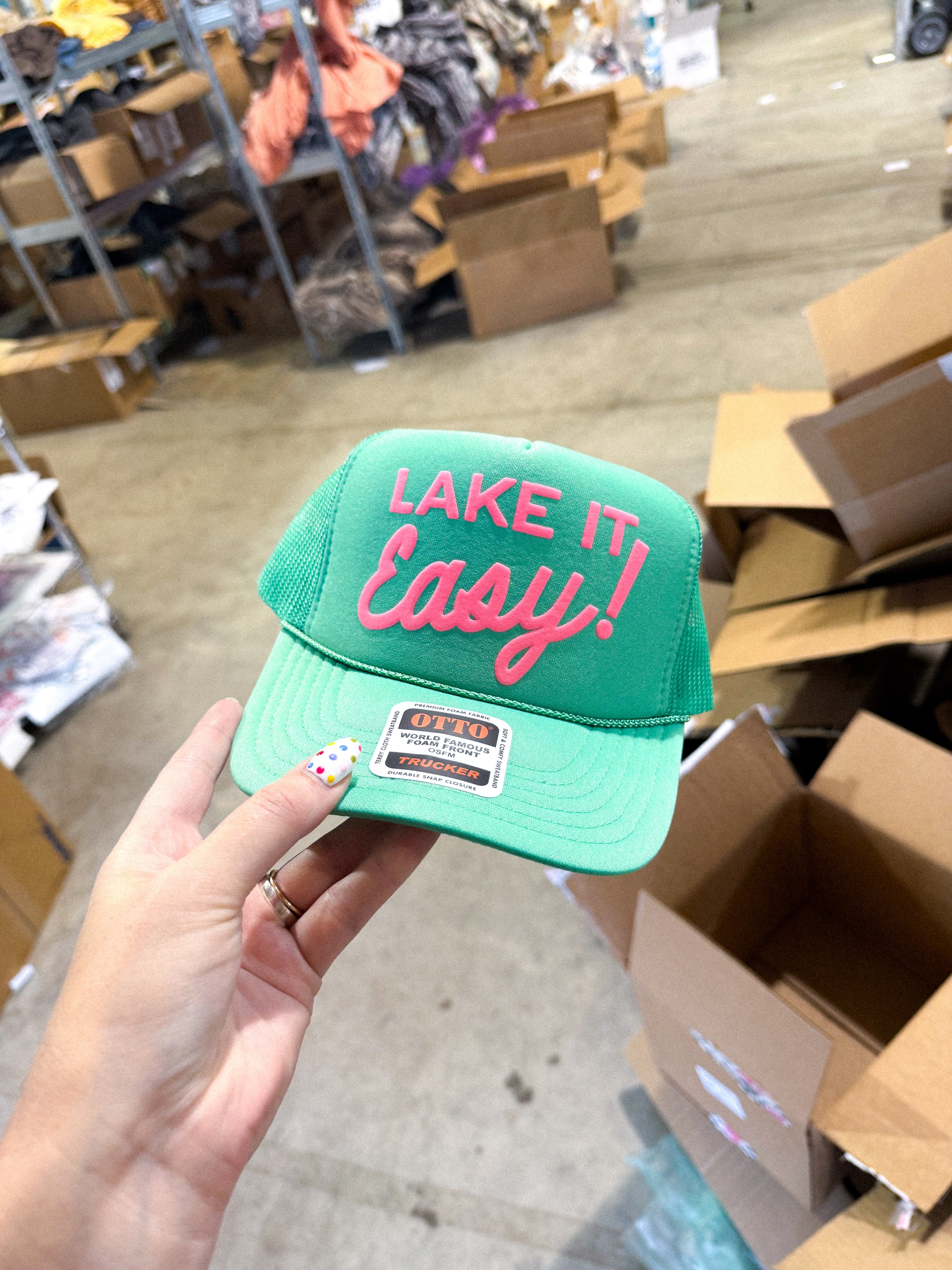 Underground Original Design: Lake It Easy, Pink Puff Summer Trucker Hat