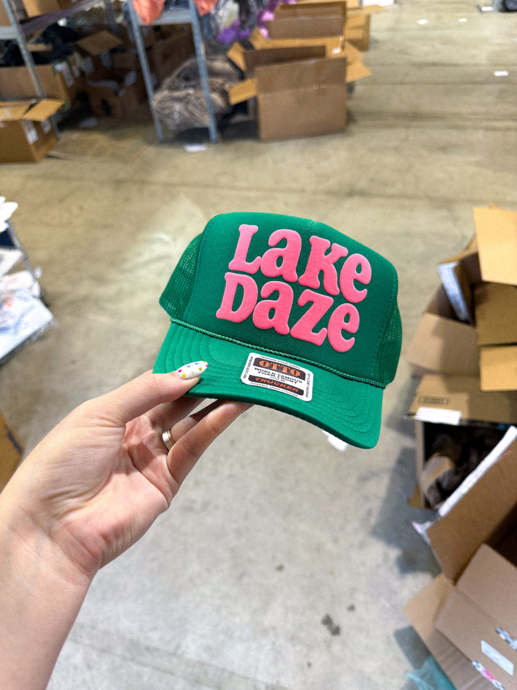 Underground Original Design: Lake Daze, Pink Puff Summer Trucker Hat