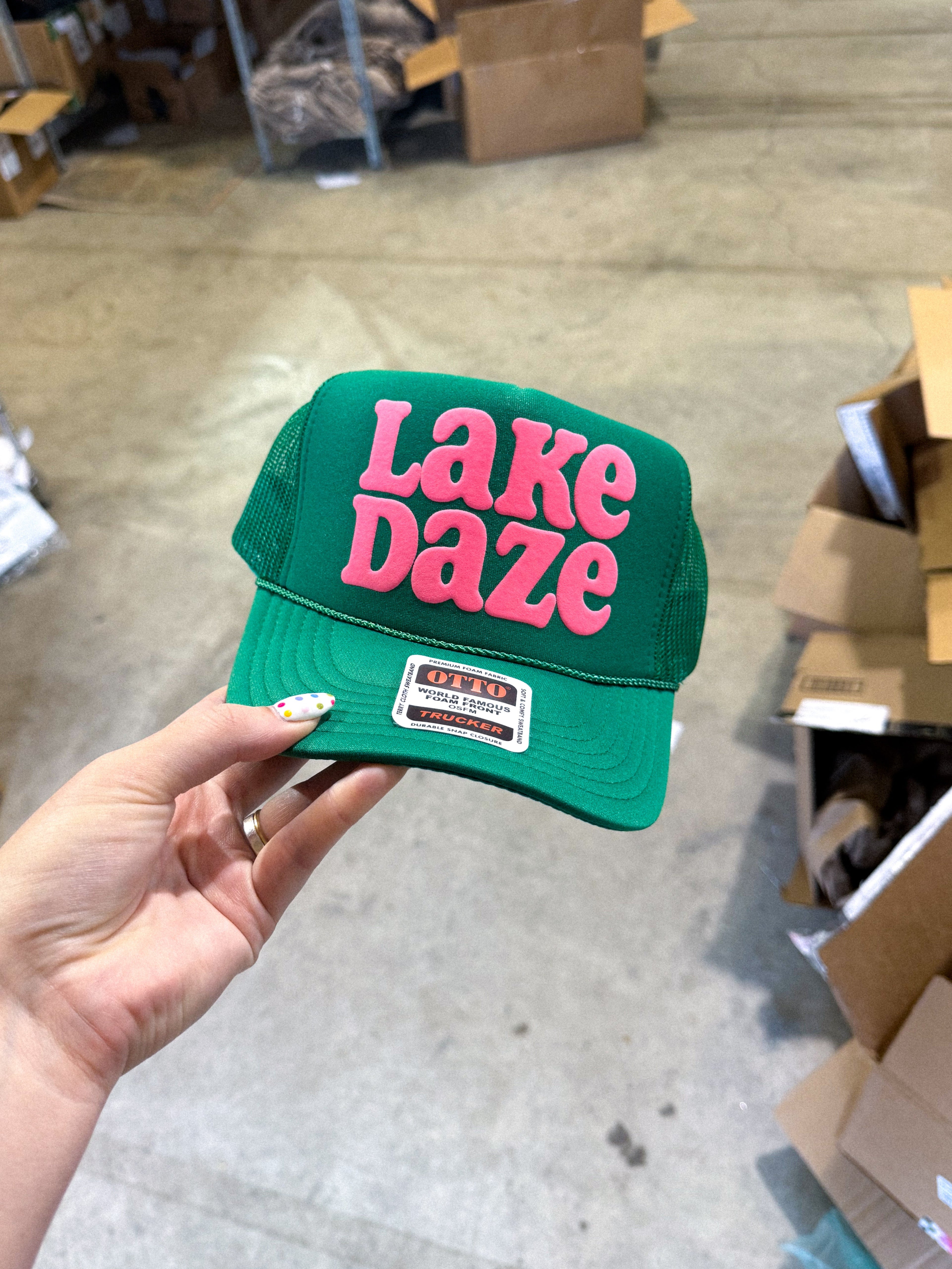 Underground Original Design: Lake Daze, Pink Puff Summer Trucker Hat