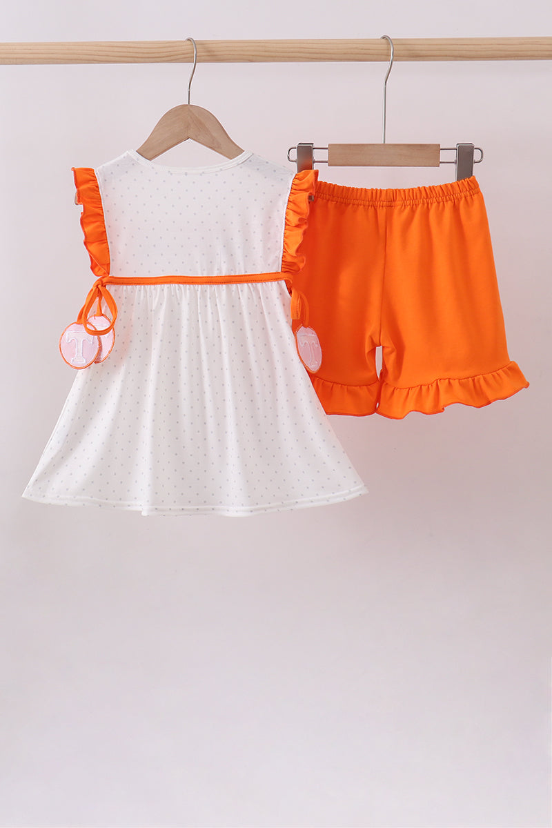 Tennessee go vols embroidery ruffle shorts set