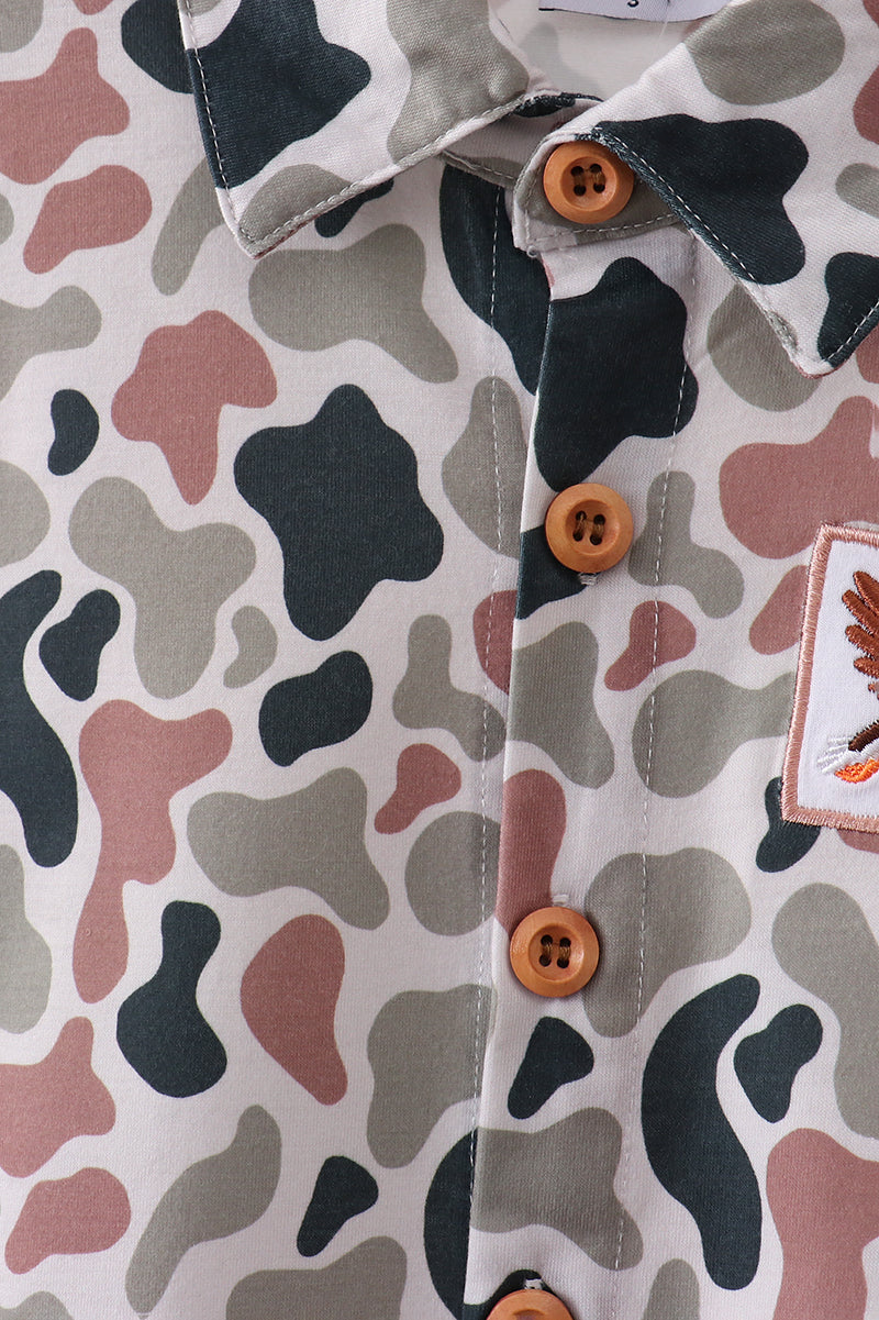 Camo Duck Embroidered Button Down Shirt