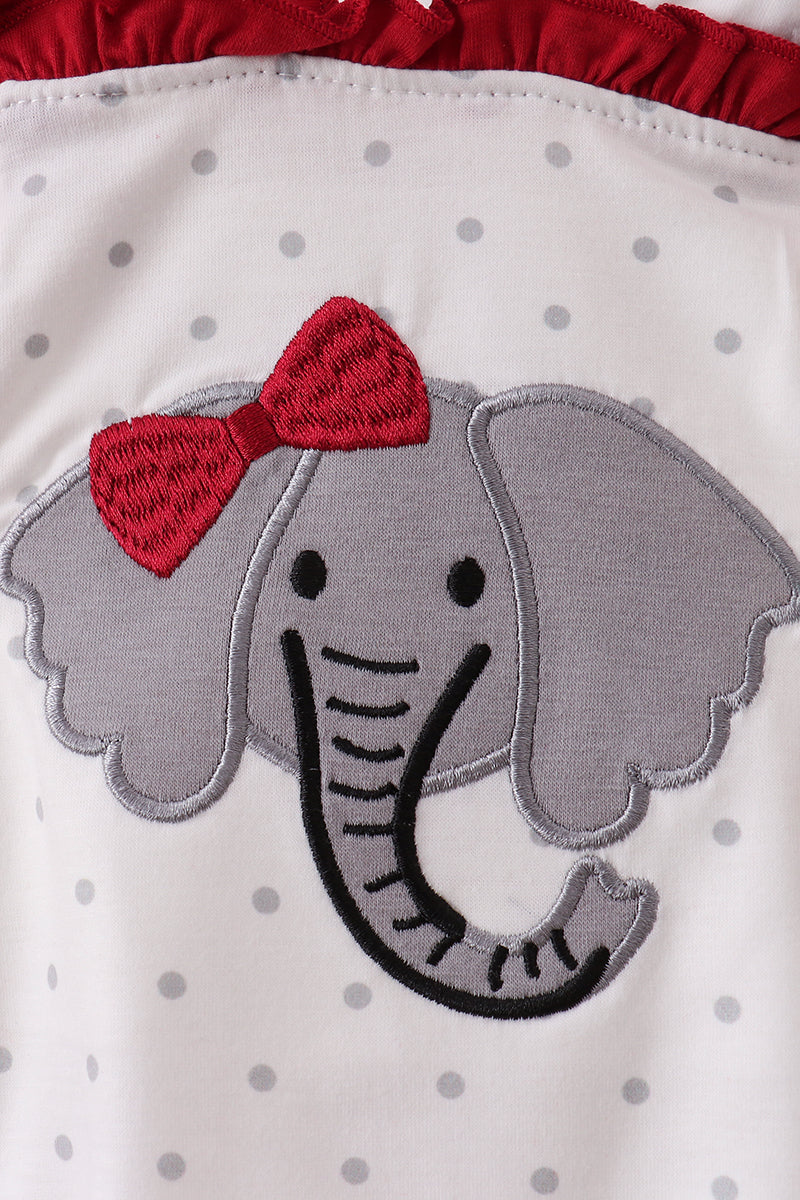 Maroon Alabama Elephant Applique Ruffle Bubble