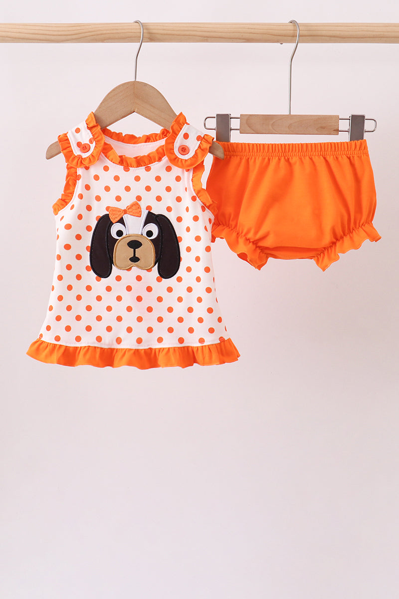 Orange Tennessee Dog Appliqué Bloomer Set