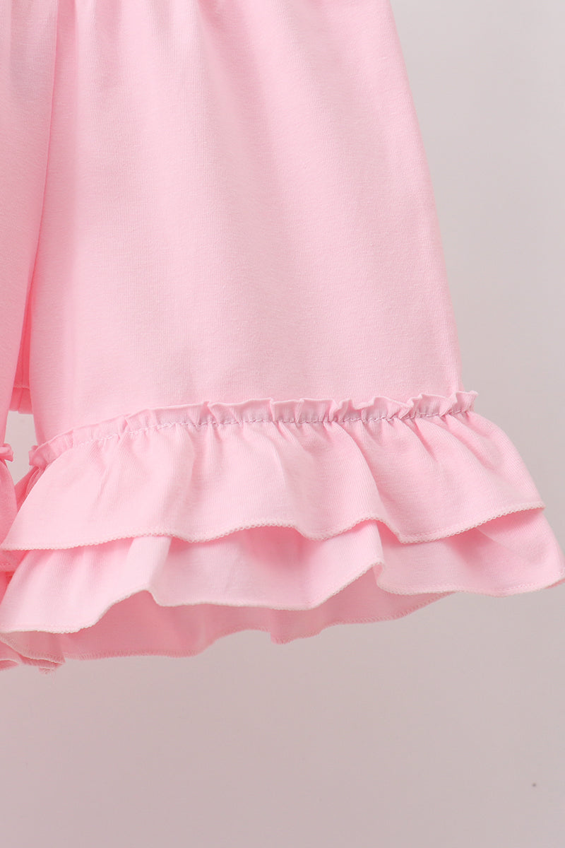 Pink Stripe Apple Book Appliqué Ruffle Set